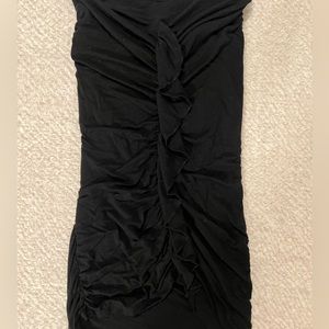 Black Express Strapless Top with Front Ruffle Size XS